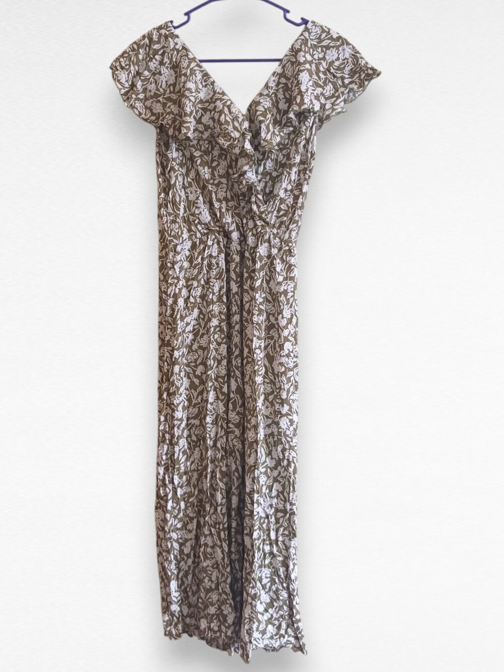 Olive Green Floral Jumpsuit